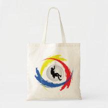 Mountain Climbing Tricolor Emblem Tote Bags