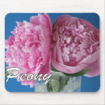 Mouse Pad - Peonies on blue