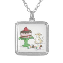 mouse with his eye on dessert personalized necklace