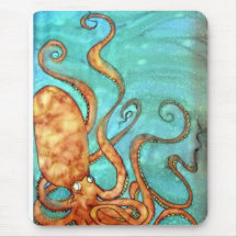 Mousepad: Original Hand Painted silk Octopus