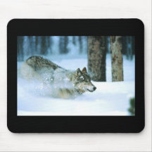Mousepad-Wolf Running in Snow