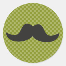 Moustache on green polka dot background stickers