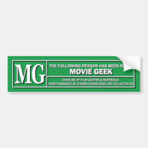 Movie Geek Rating sticker Bumper Sticker