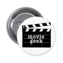 Movie Geek with Clapboard Button