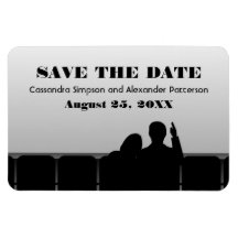 Movie Theatre Save the Date Magnet, Grey