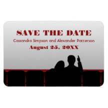 Movie Theatre Save the Date Magnet, Red
