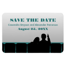 Movie Theatre Save the Date Magnet, Teal