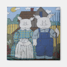 Mr And Mrs Pig Refrigerator Magnets