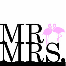Mr & Mrs Pink & Black Flamingos Cake Topper Acrylic Cut Outs