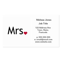 Mrs  - half of Mr and Mrs set Business Cards