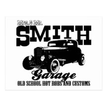 Mrs.& Mr. Smith Hot-Rod Garage Post Cards