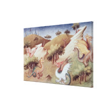 Ms Fr 2810 f.55v Dragons and other beasts Stretched Canvas Print