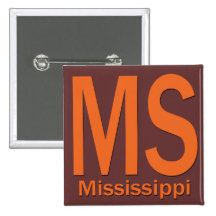 MS Mississippi plain orange Button