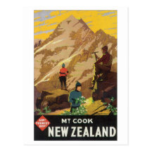 Mt. Cook, New Zealand Travel Poster Post Card