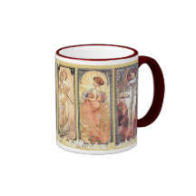 Mucha ~ Panel of Three Coffee Mugs