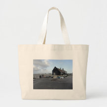 Mudeford Quay on a windy day. Canvas Bags