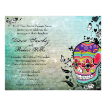 Muerte Day of the Dead Calaveras Sugar Skull Personalised Invitation
