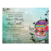 Muerte Day of the Dead Calaveras Sugar Skull Invitations