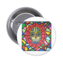 Muertos Sugar Skull Web Pinback Buttons