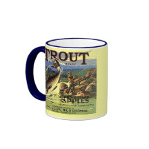 MUG ~ TROUT BRAND VINTAGE APPLE CRATE LABEL