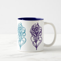 Multi-Blues Peacock Feathers Mug