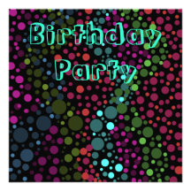 Multi colour polka dot Birthday Invitation