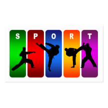 Multicolor Karate Emblem Business Card Templates