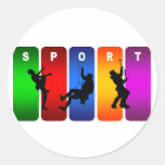 Multicolor Mountain Climbing Emblem Round Stickers