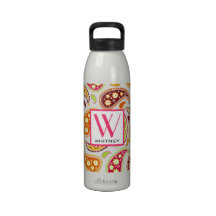 Multicolor Paisley Monogram Water Bottle