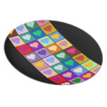 Multicolored Hearts Tiled Design Plate