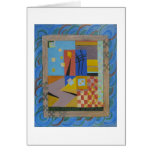 Multicolored modern blue abstract art greeting cards