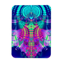 Multicolored Plaid Delight Fractal Vinyl Magnets