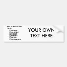 MULTIPLE CHOICE HALLOWEEN COSTUME GUY BUMPER STICKER