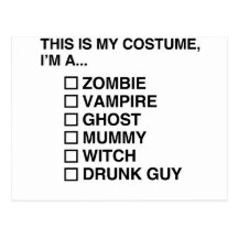 MULTIPLE CHOICE HALLOWEEN COSTUME GUY POSTCARDS