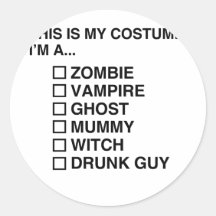 MULTIPLE CHOICE HALLOWEEN COSTUME GUY ROUND STICKERS