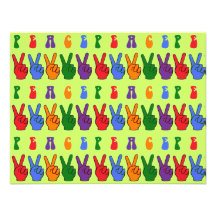 Multiple Multicolor Hand Peace Signs Announcement