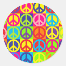 Multiple Multicolor Peace Round Sticker