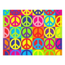 Multiple Multicolor Peace Signs Custom Announcement