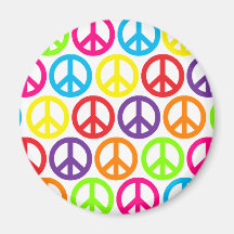 Multiple Multicolor Peace Signs Refrigerator Magnet