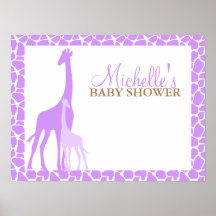 Mum and Baby Giraffe Baby Shower Welcome Sign Poster