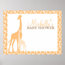 Mum and Baby Giraffe Baby Shower Welcome Sign Posters