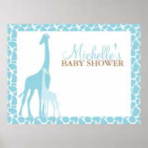 Mum and Baby Giraffe Baby Shower Welcome Sign Print