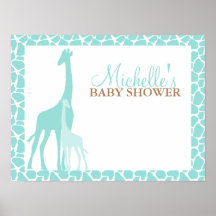 Mum and Baby Giraffe Baby Shower Welcome Sign Print