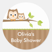 Mum and Baby Owl Baby Shower Stickers