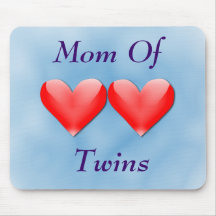 Mum Of Twins Double Hearts Mousepad (blue)