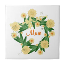Mum (yellow wreath) ceramic tile