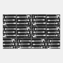 Music guitars pattern rectangle stickers