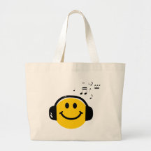 Music loving smiley tote bag