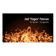 Music Notes Jumble Orange Business Card