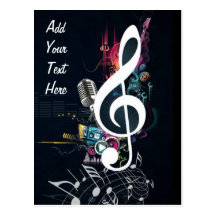 Musical Cleft Note Abstract Post Cards